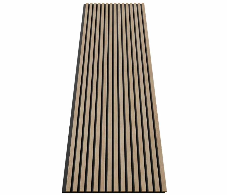 Акустическая панель, черный войлок, 2750х600х19мм, рейки МДФ ясень Тирамису