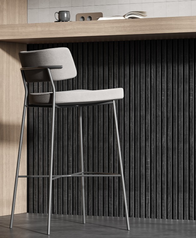 Акустическая панель, черный войлок, 2750х600х19мм, рейки МДФ дуб Графит